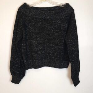 Divided Crop Sweater Black w/ Silver Metallic size S